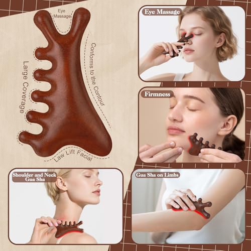 ProSuites 3 Pcs Wooden Head Scalp Massager Comb, Head Massage Tool for Relaxation Hair Gua Sha Comb - color: Wooden Color 1
