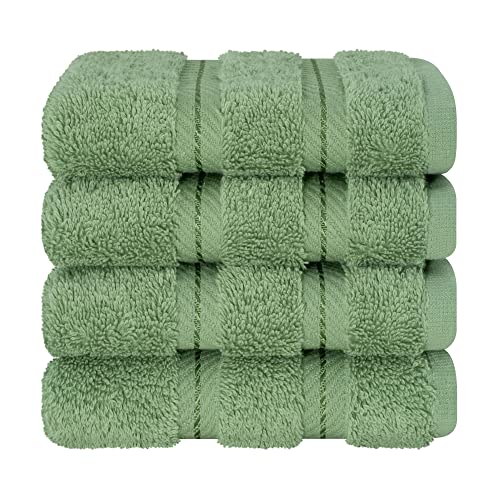 American Soft Linen 100% Cotton Luxury Turkish Towels, 4 PC Washcloth Set | Soft Absorbent Quick Dry OEKO Tex Standard 100 Certificated Durable Machine Washable Breathable Premium Hotel Quality - color: Sage Green, size: 4 PC (13"x13")