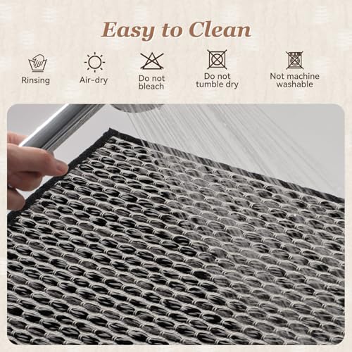 AMOAMI Unique Woven Bath Mat, Super Absorbent Non Slip Bath Mat, 24" x 36", Black - color: Black, size: 24" x 36"