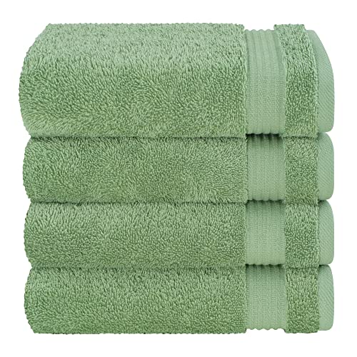 Cotton Paradise 100% Cotton Turkish Towel Set, Soft Absorbent Quick Dry, 4 Piece Hand Towel Set, Sage Green - color: Sage Green, size: 4 PC SET (16x28")