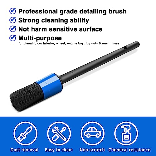 HMPLL 10pcs Detailing Brush Set, Multi-Purpose Car Detailing Brushes for Cleaning Car Interior, Exterior, Engine, Leather, Including 5 car Cleaning Brush, 3 Wire Brush, 2 Air Vent Brush,Blue - color: blue
