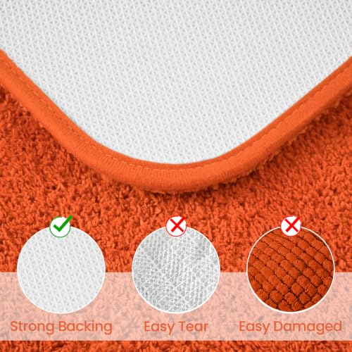 LOCHAS Bathroom Rug Set Orange, Soft Bath Rug Set 2 Piece Set, Toilet Mat U-Shaped 20x20 and 34x20 Bath Rugs, Quickly Dry Mats for Bathroom, Tub, Washable, Super Absorbent Floor Mat - color: Orange, size: 34" x 20" Plus 20" x 20" (U-Shape)