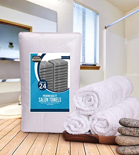 Utopia Towels, Salon Towel, Pack of 48, 16 by 27 Inches, Highly Absorbent Cotton Towels for Hand, Gym, Beauty, Spa, and Home Hair Care, White - color: White, size: 48 Pack