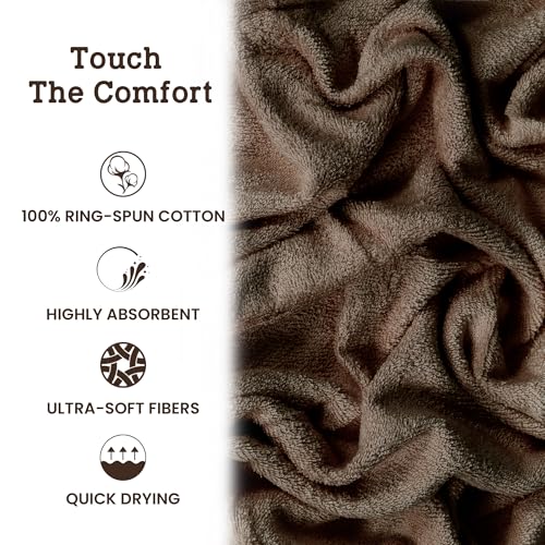Casa Lino Face Towels & Body Wash Cloths for Showering - 100% Cotton Wash Cloths for Bathroom - Highly Absorbent & Quick Drying Washcloth Set - Cotton Washcloths 24 Pack (12" x 12") - (Brown) - color: Coffee