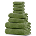 Tens Towels Pack of 8 Towels Set, 2 Extra Large Bath, 2 Hand, 4 Washcloths, 100% Cotton, Lighter Weight, Quicker to Dry, Super Absorbent, Perfect for Bathroom, Green - color: Green
