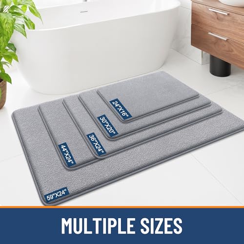 Smiry Thick Memory Foam Bath Mat 32X20, Ultra Soft Non-Slip Bathroom Rug, Plush Water Absorbent Quick Dry and Machine Washable Floor Mat for Shower, Tub & Home Decor, Grey