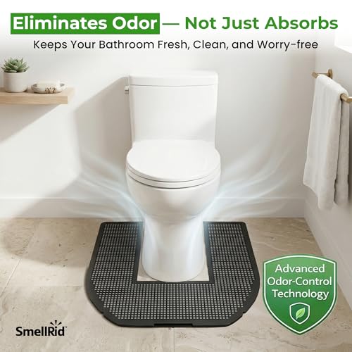 SMELLRID Disposable Toilet Mat for Urine Absorption – Odor-Control Floor Protector Absorbs 18+ oz – Non-Slip Bathroom Splash Pad 6-Pack (22 x 22 in)