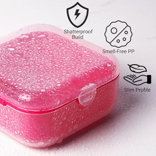 Adorila Small Travel Soap Case with Removable Drain Tray, 2 Pack | Shampoo Conditioner Bar Holder, Shatterproof PP Plastic, Hot Pink+Bright Yellow - color: Hot Pink+bright Yellow