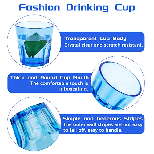 Plastic Drinking Glasses Set of 6, Unbreakable Coloured Water Tumbler, Acrylic Plastic Cups, Reusable Kids Drinking Cups for Children Kitchen Picnic Party Juice Whiskey Wine (6pc-6color-160ml/5.4oz) - color: 6pc-6color-160ml/5.4oz