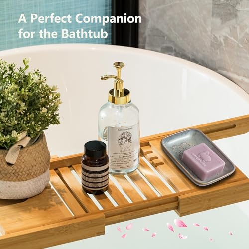 Gomakren Ceramic Soap Dish Bar Soap Holder for Bathroom Kitchen Sink, Gray | Keeps soap dry & long-lasting, raised scalloped design, non-slip base, easy to clean, versatile tray counter storage & decor - color: Gray, size: Scalloped