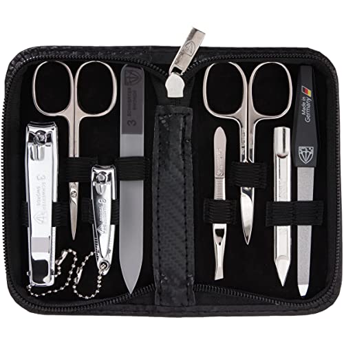 3 Swords Germany – manicure pedicure set kit (596) - color: BLACK - CARBON