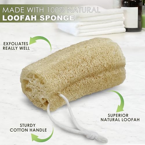 6 Pack Natural Loofah Exfoliating Body Scrubber, 5 Inches Organic Luffa Bath Sponge Exfoliating Shower Body Scrubber for Deep Cleaning & Smooth Skin, Natural Real loofah Sponge for Men & Women - style: Loofah Sponges