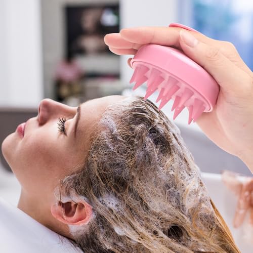 Hair Scalp Massager Shampoo Brush & Root Comb Applicator Bottle Set, Silicone Scalp Scrubber Hair Dye Bottle for Hair Care.