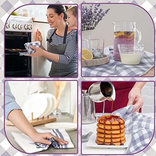 Set of 6 Lavender Kitchen Towels Purple Floral Dishtowels Rustic Absorbent Purple Tea Hand Towels 24 x 16 Inches Lavender Lover Gifts for Farmhouse Kitchen Bathroom Accessories Decorations - color: Lavender