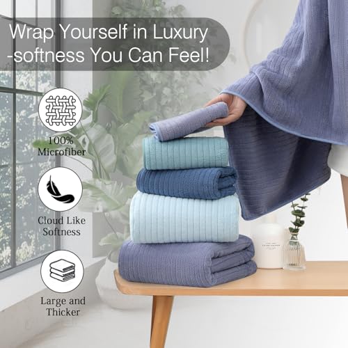 18 Piece Family Bath Towel Set Include 6 Bath Towels,6 Hand Towels and 6 Washcloths Soft Bathroom Towel with Hanging Loops,Highly Absorbent Quick Dry Towels Set for Bathroom,Hotel and Spa-Violet - color: Violet, size: 18-Piece Set
