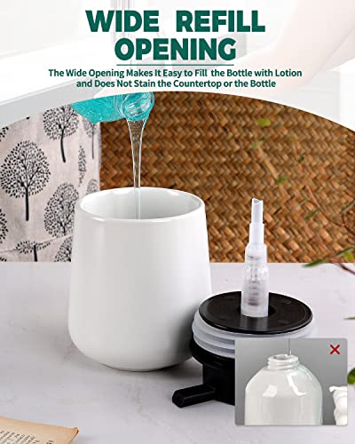 Bosilunlife Liquid Soap Dispenser - 12Oz Lotion Dispenser with Pump Matte White Ceramic Soap Dispenser Bathroom Dish Hand Wash Dispenser for Kitchen Pump Dispenser - color: Matte White