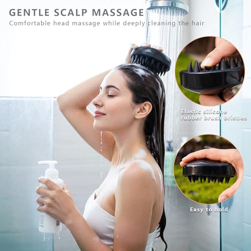 Magic Exfoliating Bath Sponge & Scalp Massager Set (2 Sponges, 1 Scrubber), Body Scrubber & Silicone Scalp Brush for Deep Cleansing, Dandruff Care & Relaxation