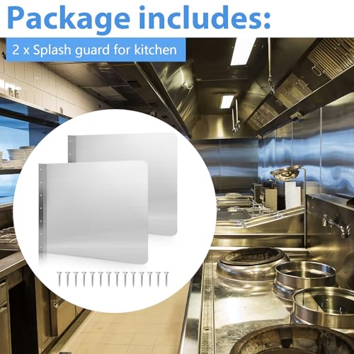Therwen 2 Pcs Stainless Steel Side Splash Guard for Sink 26 x 20 Inch Wall Mount Guard with Screws Commercial Restaurant Hand Sink and Compartment Prep Sink Kitchen Sink Splash Protector Supply - size: 26 x 20 Inch
