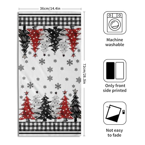 Christmas Trees Hand Towels Set of 2 White Black Buffalo Plaids Christmas Tree Kitchen Towels 14X28 Inch Xmas Bath Towel for Bathroom Soft Absorbent Decorative Fingertip Towel Guest for Home Gym Spa - color: White Black Buffalo Plaids Christmas Tree