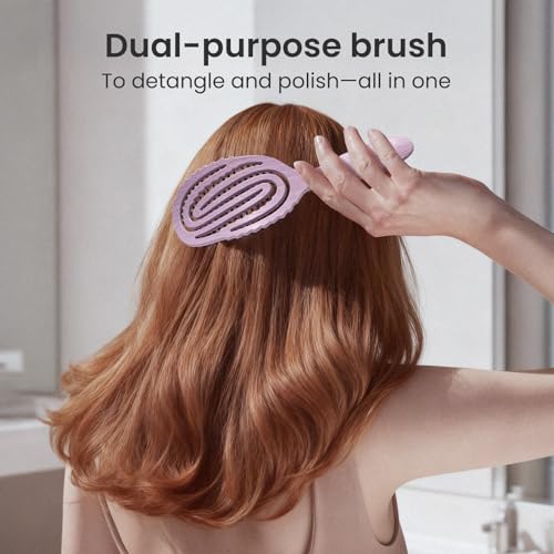 AIMIKE Hair Brush, Dual Soft Boar & Nylon Bristles HairBrush for Fine Hair, Shine Boost & Frizz Control Hair Brush for Women, Soft Bristle Brush For Slick Back, Volume and Shine, Best Gift for Women - color: Boar Bristles Purple