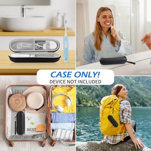 Toothbrush Travel Case for Oral B/Oral-B Pro 1000 1500 5000 7000 & Philips Sonicare 4100 1100 5300 5100 6100/iO Electric Toothbrush, Hard Protective Storage Bag (Black) - color: Black