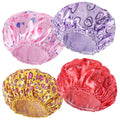 4 PCS Shower Cap for Women, Elastic and Reusable Bath Caps, Double Layers Shower Caps Reusable Waterproof, Bathing Shower Caps, Environmental Bath Hair Protection Cap - Heart - color: Heart