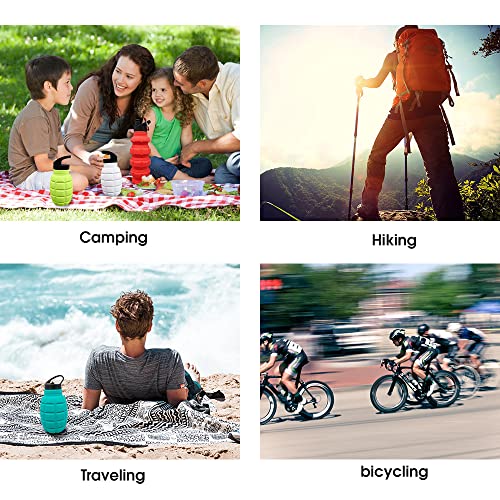 QiCheng&LYS Collapsible Water Bottle – Reuseable BPA Free Silicone Travel Water Bottle Collapsible Very Suitable for Sport Hiking, Camping and Outdoortravel -19.5oz/580ML（Camouflage light grey） - color: Camouflage