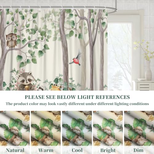 Fabric Shower Curtain with Hooks YJY01568 - color: Cute Forest Critters