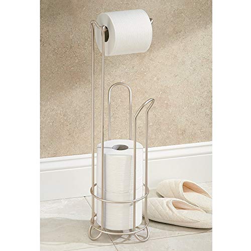 iDesign Classico Metal Toilet Tissue Roll Reserve Organizer for Bathroom, Compact Organizer, Holds 4 Rolls of Toilet Paper, Satin Silver | Classico Collection - color: Pc Satin