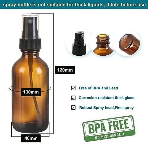 NOOEEISS Amber Glass Small Spray Bottle 2 oz 48 Packs,Fine Mist Sprayer Small Clear Bottles,Refillable Containers mini spray bottles for Cleaning Solutions and Skin Care (Amber 48pcs) - color: Amber, size: 48Pack