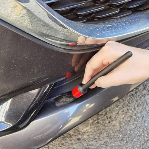 Car Detailing Brush Set of 5 - Boar Bristle, Car Cleaning Brush, Wheel Cleaner Brush, Car Dust Brush, Car Interior Leather Seat and Vent Brush, Parts Cleaner Brush