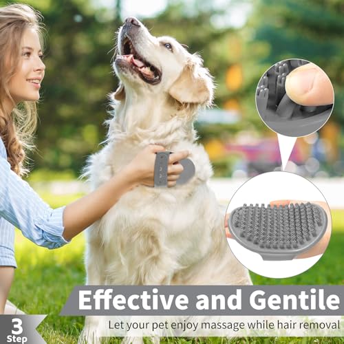 Comotech 6PCS Dog Bath Brush & Dog Toothbrush | Adjustable Handle Shampoo Brush & Scrubber for Short & Long Haired Dogs & Cats | Effectively Solve Odor & Stain Removal Problems (Gray Gray Black) - color: Gray Gray Black