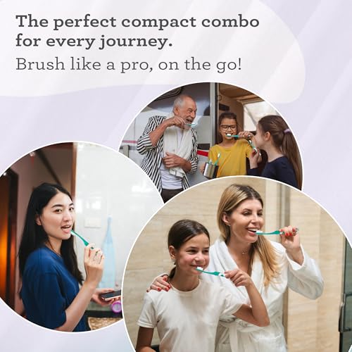 GuruNanda Folding Toothbrush with Built-in Cover & Toothpaste with Hydroxyapatite, Perfect for Travel, Compact & Portable, On-The-go - Soft Bristles & Ergonomic Handle, for Adults & Kids (1 Count)