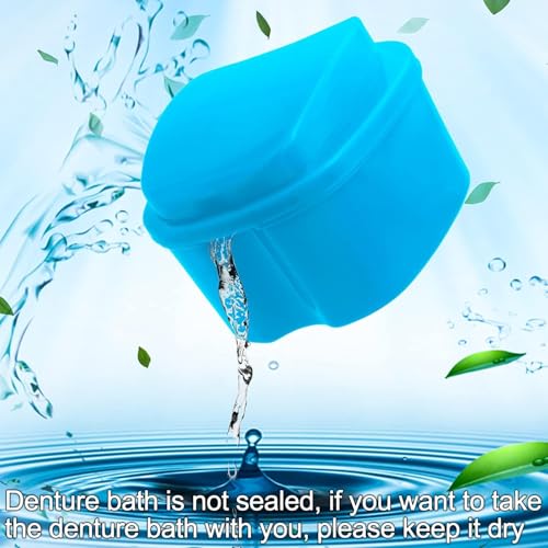 Keedolla 2 Pack Denture Soaking Cup Retainer Cleaner Case, False Teeth Container Denture Holder Box Case for Clear Braces, Mouth Guard, Night Guard - Pink & Blue - color: Blue & Pink