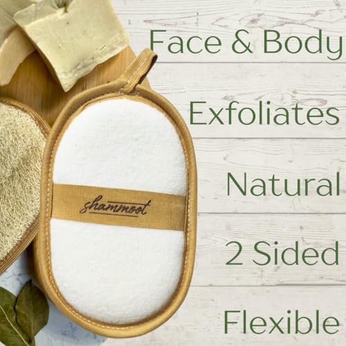 Natural Loofah Exfoliating Body Scrubber – Natural Loofah Sponge Exfoliates Face & Body for Healthier Skin – 2-Sided Loofas for Men & Women – Body Wash Shower Scrubber Luffa(Pack of 2) - size: 1 Count (Pack of 2)