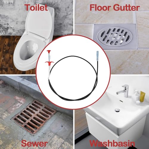 61 Inch Drain Snake Cleaner Pick Up Tool, Shower Hair Clog Remover, Sink Drain Clogs Cleaner for Sewer, Flexible Grabber Cleaning Tool for Out of Reach Place
