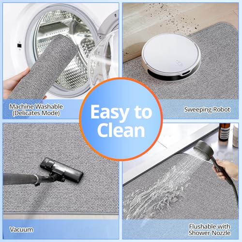 HOMTEB Toilet Rugs U Shaped Washable 24x20, Ultra Thin Toilet Rug Super Absorbent, Toilet Mat Rubber Backing Non-Slip, Toilet Mats Machine Washable Dry Quickly, Contour Bathroom Rugs for Toilet-Grey - color: Grey, size: 24" x 20" Contour Rug