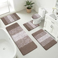 Bsmathom Bathroom Rugs Sets 5 Piece, Soft Absorbent Microfiber Bath Rugs with U-Shaped Contour Toilet Rug and Toilet Lid Cover, Thick Non-Slip Plush Shaggy Bath Mat Set,Coffee - color: Coffee, size: 18"x26"+20"x31"+20"x48"+U20"x24"+Cover19"x21"