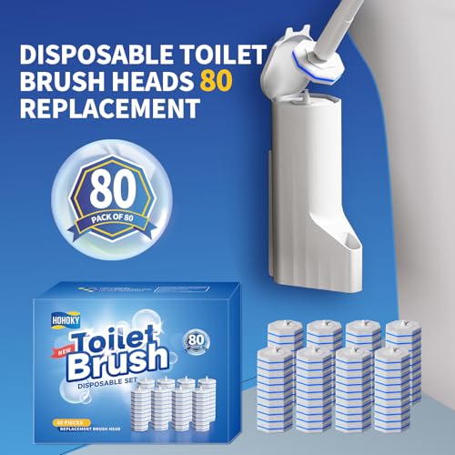 Hohoky 80Pcs Toilet Wand Refills for Disposable Toilet Bowl Brush Scrubber Cleaner Refill Pads,Toilet Brush Replacement Compatible Heads with Most Toilet Brushes Scrubber
