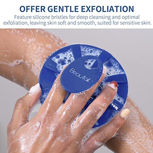 Silicone Body Scrubber, BEAUTAIL Shower Bath Scrubber, More Hygienic Than Traditional Loofah, Lather Nicely, Long Lasting, Gentle Exfoliating Brush for Women Men Baby Sensitive Skin, 1 Pack, Blue - color: Blue 1 Pc