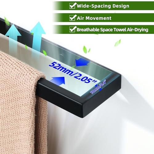 Alise 20 Inch Hand Towel Bar, Matte Black, SUS304 Stainless Steel | Wall Mount Towel Holder, Towel Hanger, Towel Rail, For Bathroom - color: Black, size: 20-Inch
