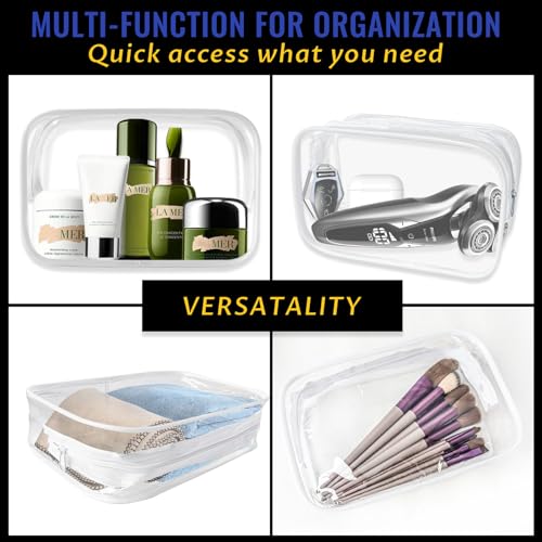 16 Pieces Clear Makeup Bags Bulk, TSA Approved Toiletry Bag for Travel, PVC Waterproof Cosmetic Pouches Clear Pouch with Zipper for Men and Women Carry-on Travel Essentials Cosmetic Bags (White-M) - color: White-M