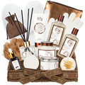 Coconut Vanilla Spa Gift Set, Complete Spa Bath Gift Basket for Women & Men