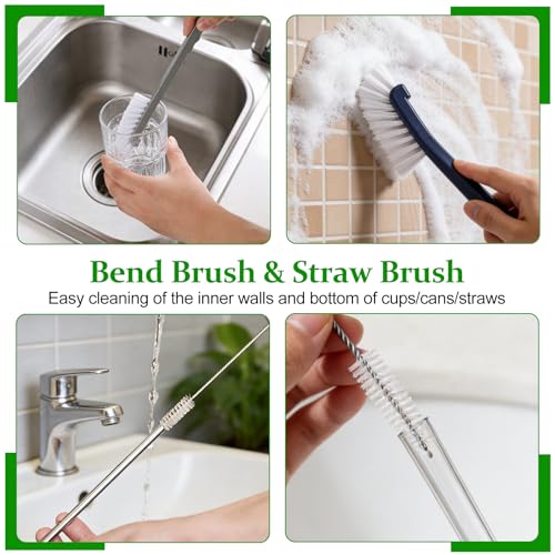 19Pcs Crevice Cleaning Brush Set, Hard Bristle Gap Scrub Tools for for Sliding Door,Sill,Tile Lines, Corner, Sink, Shutter, Car Vents, Keyboard