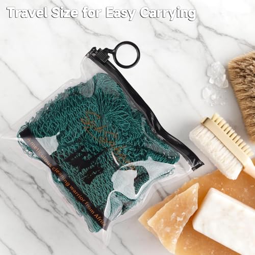 SubSahara Authentic African Net Sponge - 2 Pack Exfoliating Bath & Shower Loofah Sponge for Body & Face, Gentle Scrubber for All Skin Types, Travel, Durable (Ligh Pink & Teal) - color: Ligh Pink & Teal