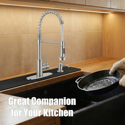 Absorbent Kitchen Sink Faucet Mat for 2-Hole 8" On-Center Faucets 30"x5.5" | Fits Sink with Soap Dispenser, Air Gap or Side Sprayer - Cuttable Drip Catcher Splash Guard for Irregular & 3, 4 Hole Sinks