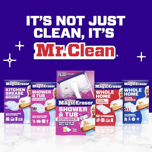 Mr. Clean Magic Eraser Sponge, All Purpose Cleaner, Cleaning Scrubber, Wall, Sneaker, Kitchen, Bathroom, Shower Cleaning Supplies, Melamine Sponge, Cleaning Pads, Whole Home Extra Durable, 12ct - size: 12 Count (Pack of 1), style: Upgraded Version