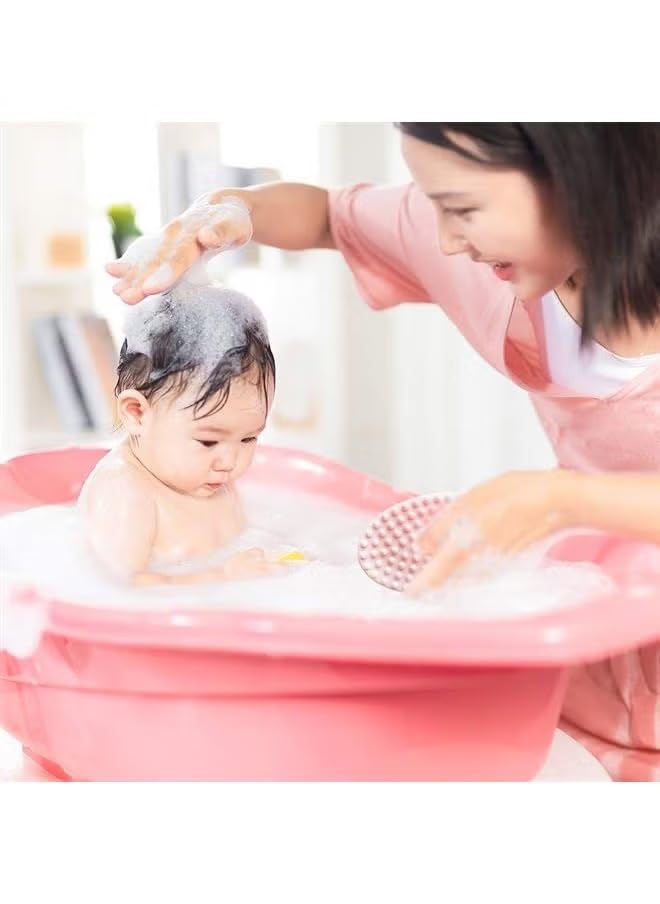 Exfoliating Silicone Body Scrubber Silicone Bath Brush Glowing Skin Silicone Shower Loofah for Gentle Exfoliating Long Lasting Lathers Well & More Hygienic Than Traditional Loofah Body Brush (Pink)