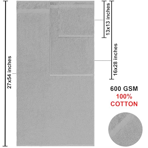 American Bath Towels 100% Cotton 6 Piece Turkish Towel Set, Ultra Soft Absorbent Bathroom Towels, 2 Bath Towel 2 Hand Towels 2 Washcloths, Cool Grey - color: Cool Grey, size: 6 Piece Towel Set XL