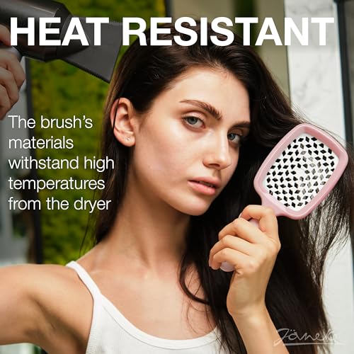 Janeke Superbrush Detangling Brush for Soft Smoothing Hair Brushing with Anti-Static Bristles - Vented Wet Hair Brush for Blow Drying Use - Perfect for Curly, Thick, Wavy, Fine Hair Types (Pink) - color: Pink Superbrush